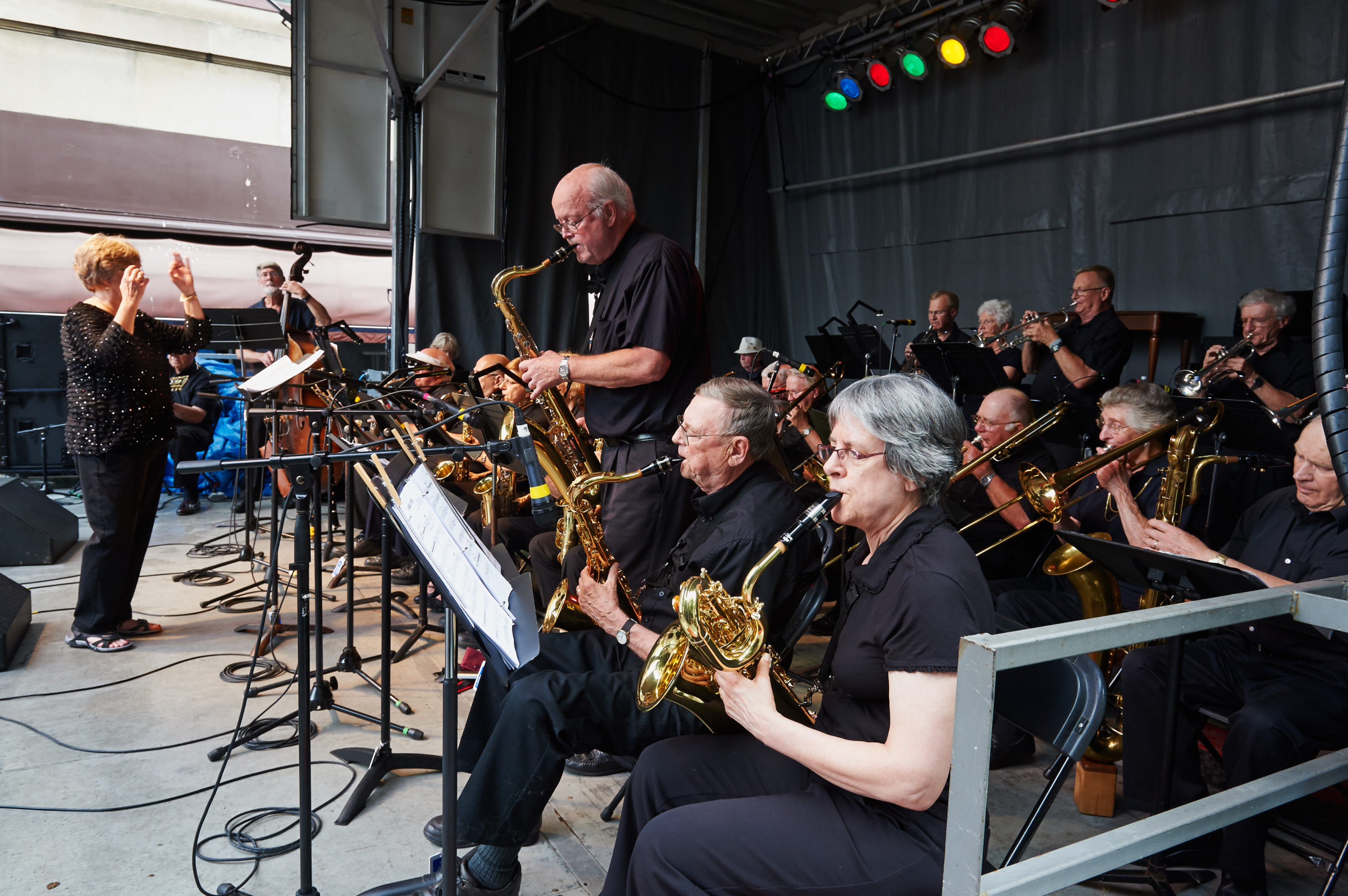 New Horizons Big Band performing on the Jazz Street Stage at the Xerox Rochester International Jazz Festival