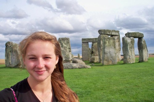 Grace Shafer visiting Stonehenge