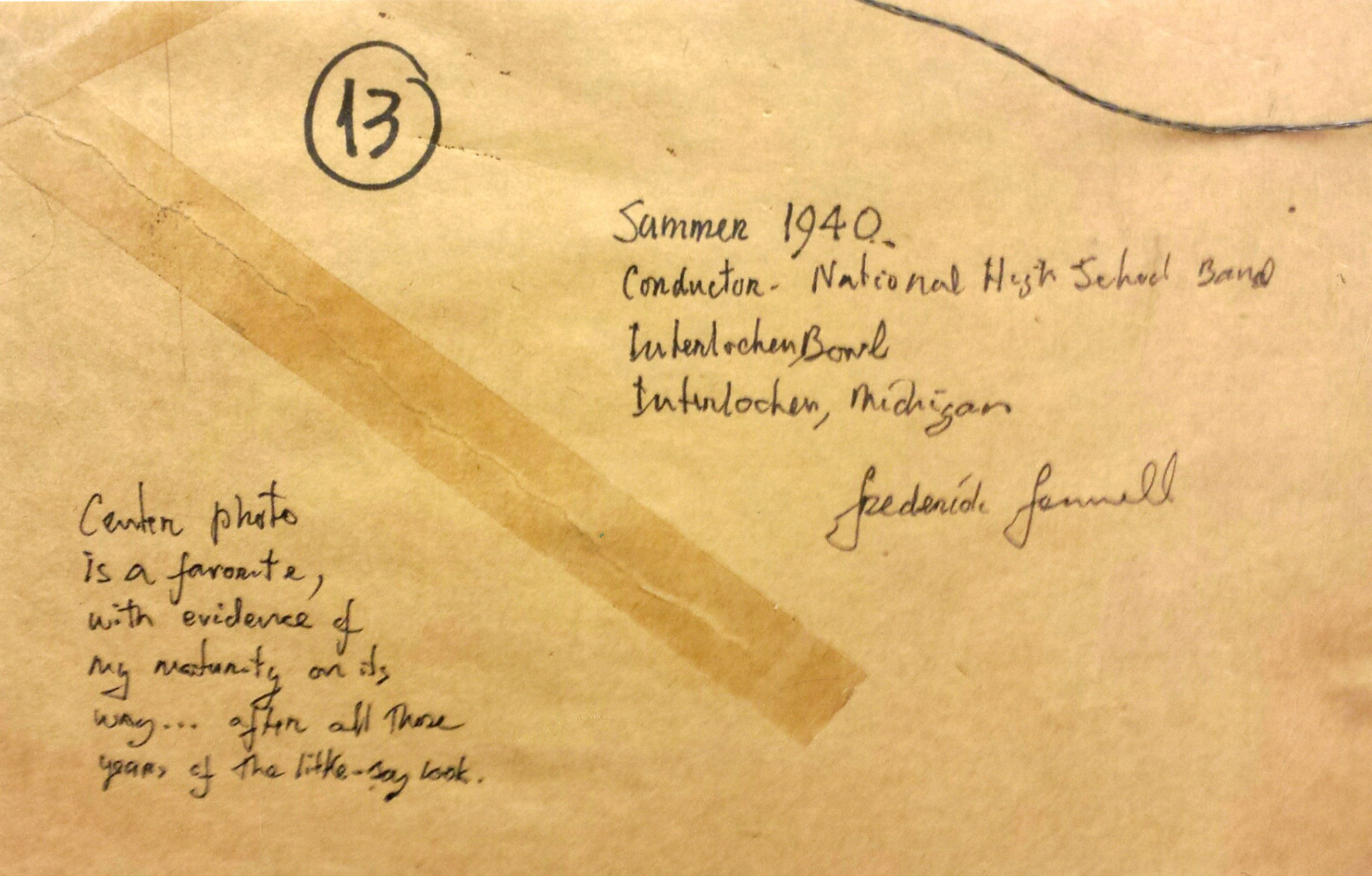 Back of framed photograph showing Fennell’s annotations Back of framed photograph showing Fennell’s annotations