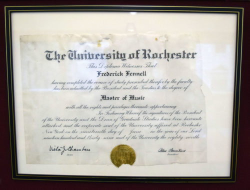 Fennell’s MM diploma from ESM (1939)