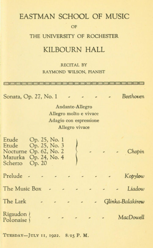 1922 July 11 Raymond Wilson concert 1922 July 11 Raymond Wilson concert