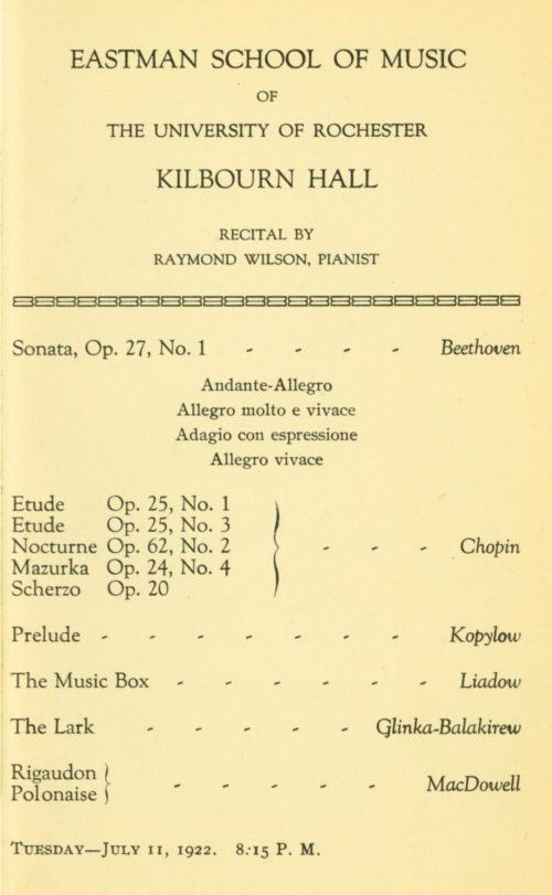 1922 July 11 Raymond Wilson concert