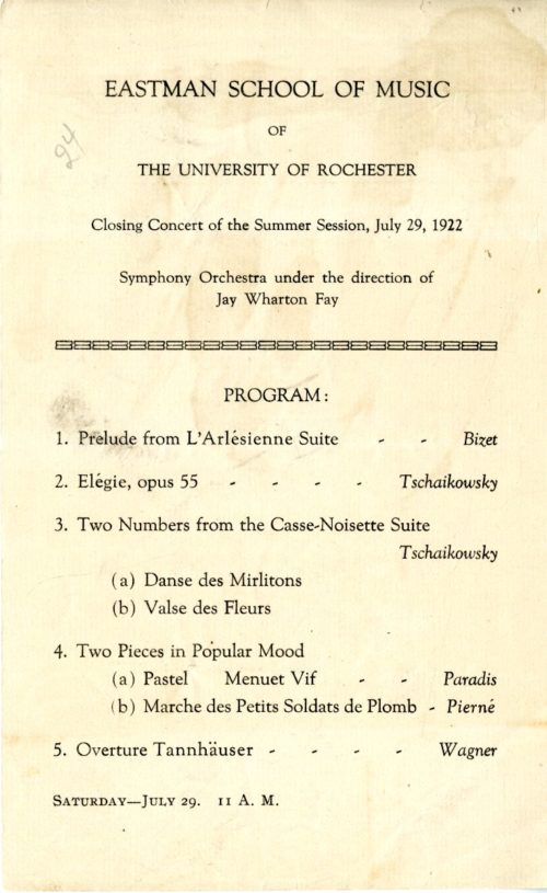 1922 July 29 Symphony Orchestra concert