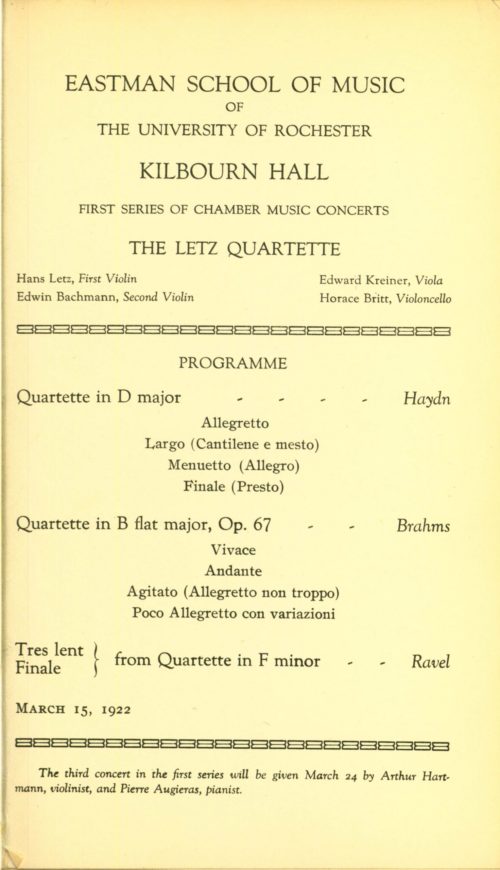 1922 March 15 The Letz Quartette 1922 March 15 The Letz Quartette