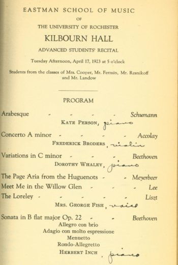1923 17 April Advanced student recital 1923 17 April Advanced student recital