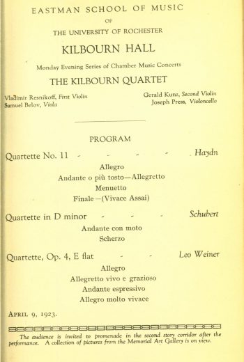1923 April 9 Kilbourn Quartet with Sam Belov