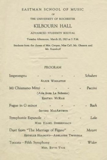 1923 March 20 Advanced students recital