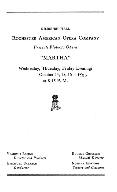 Rochester American Opera Company presents Flotow's Martha Page 1