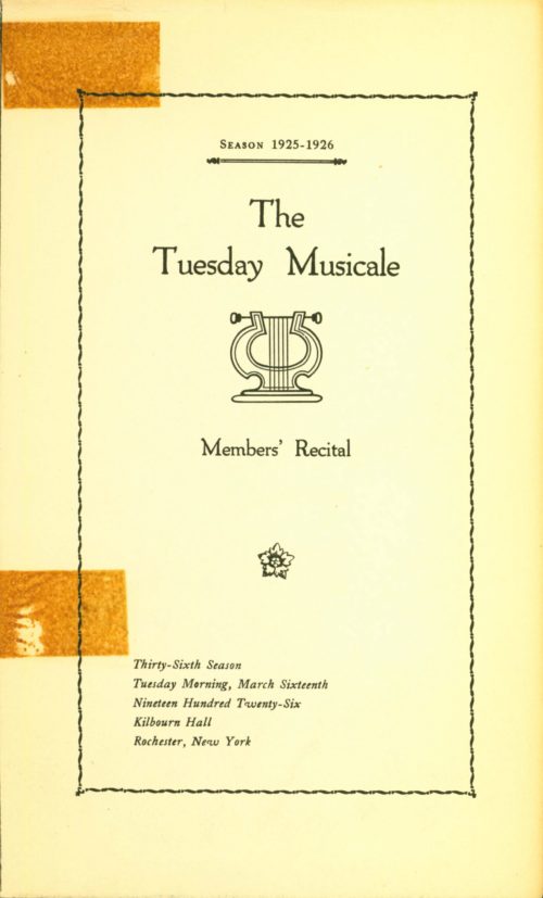 1926 March 16 The Tuesday Musicale Members Recital page 1 1926 March 16 The Tuesday Musicale Members Recital page 1