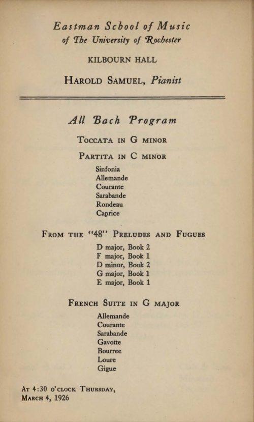 1926 March 4 All Bach Program