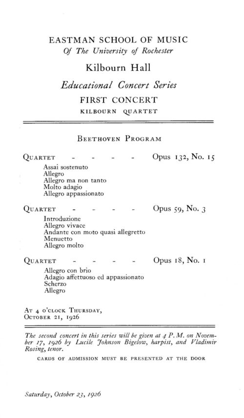 1926 October 23 First Beethoven Educational Concert 1926 October 23 First Beethoven Educational Concert