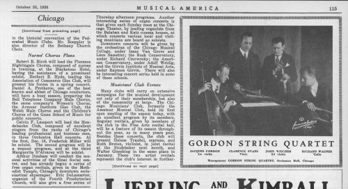 Promotion on the national level in the pages of the journal Musical America.