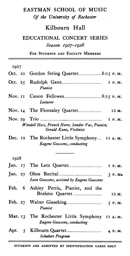 1927-1928 Educational Concert Series