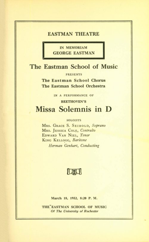 1932 March 18 IN MEMORIAM GEORGE EASTMAN Beethoven Missa Solemnis in D_Page_1 1932 March 18 IN MEMORIAM GEORGE EASTMAN Beethoven Missa Solemnis in D_Page_1