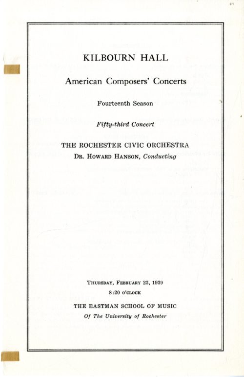 1939 February 23 ACC page 1 printed program, American Composers’ Concert, February 23