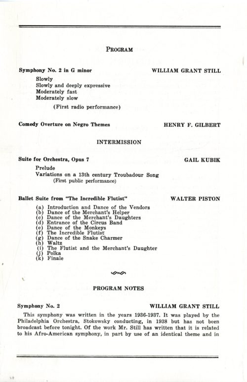 printed program, American Composers’ Concert, February 23
