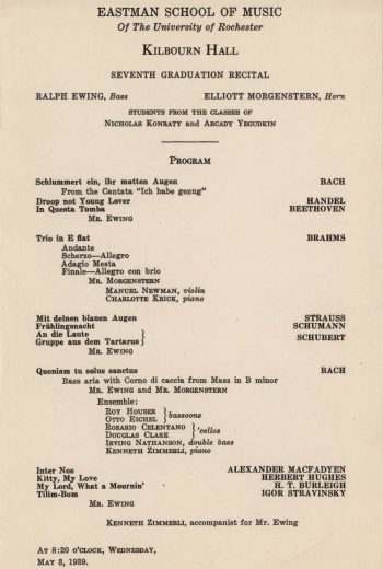 1939 May 3 Ralph Ewing and Elliott Morgenstern Graduation Recital