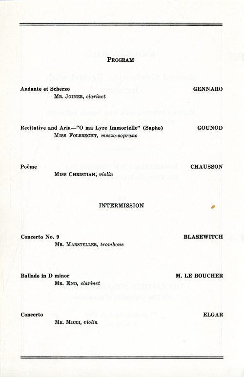 1940 April 4 Graduation recital with orchestra page 2