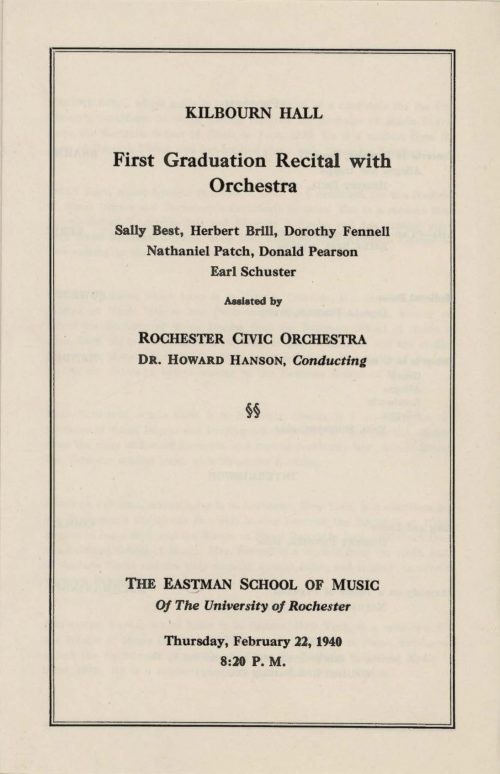 1940 February 22 First Graduation Concert with Orchestra page 1