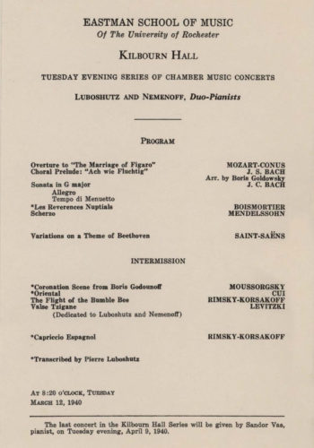 1940 March 12 Luboshutz and Nemenoff, duo pianists