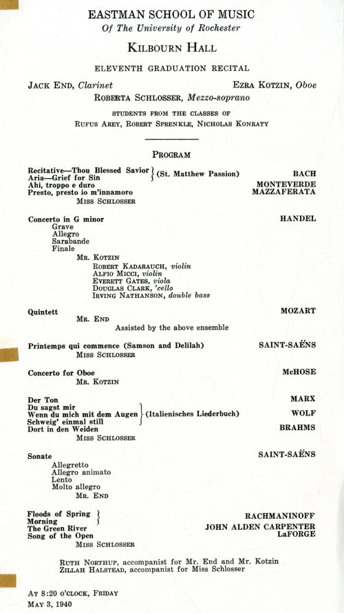 1940 May 3 Graduation recital