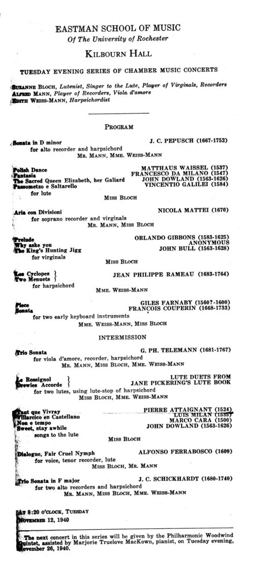 1940 November 12 Lutenist Suzanne Bloch 1940 November 12 Lutenist Suzanne Bloch
