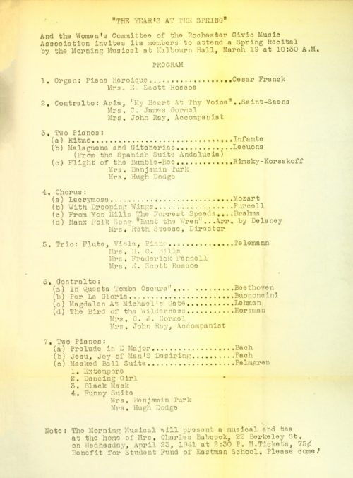 1941 March 19 Womens Committee of ROC Civic Music 1941 March 19 Womens Committee of ROC Civic Music