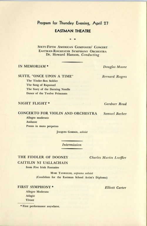 Concert program featuring Jacques Gordon as violin soloist.