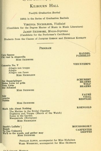 1945 April 9 Student recital violinist and mezzo soprano 1945 April 9 Student recital violinist and mezzo soprano