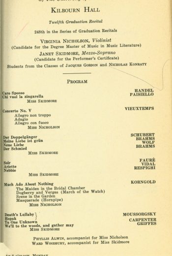 1945 April 9 Student recital violinist and mezzo soprano