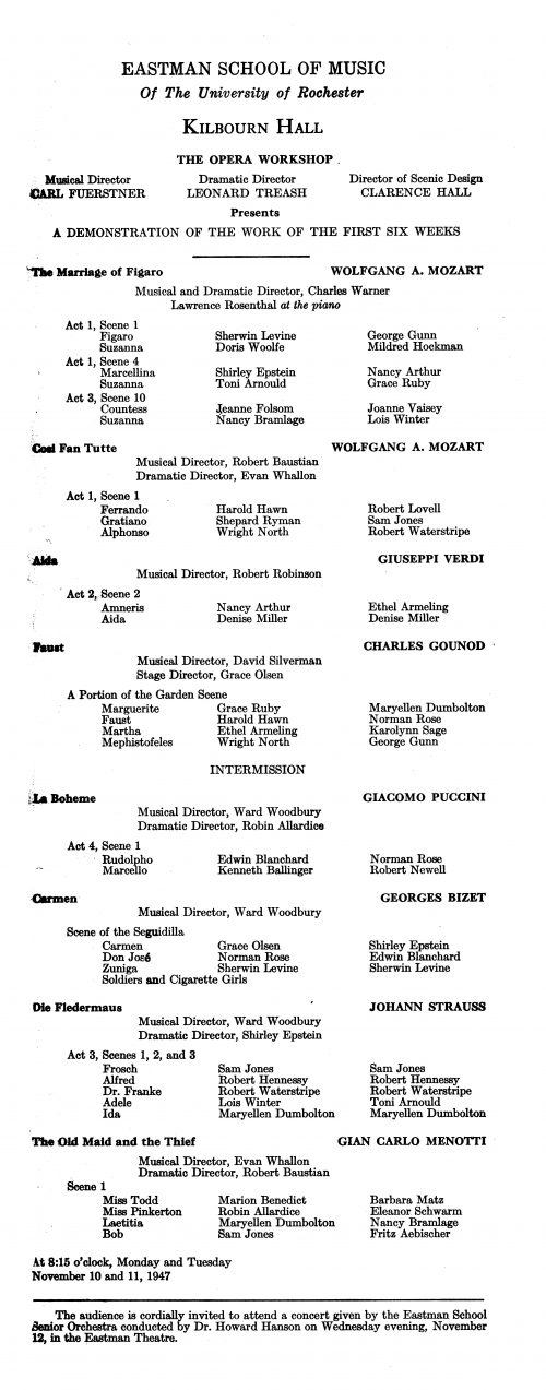 1947 November 10 and 11 Opera Showcase