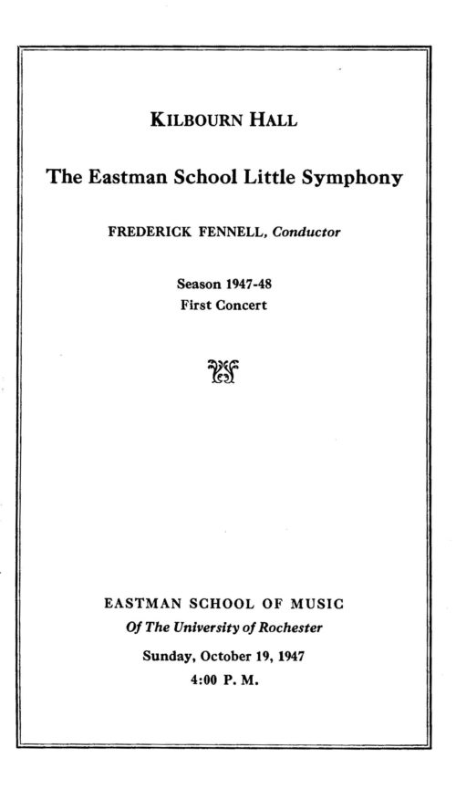 1947 October 19 First Concert of the Year, Eastman School Little Symphony_Page_1 1947 October 19 First Concert of the Year, Eastman School Little Symphony_Page_1
