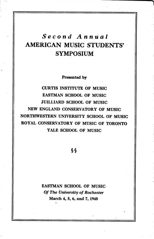 1948 March 4-7 2nd annual American Music Students' Symposium page 1