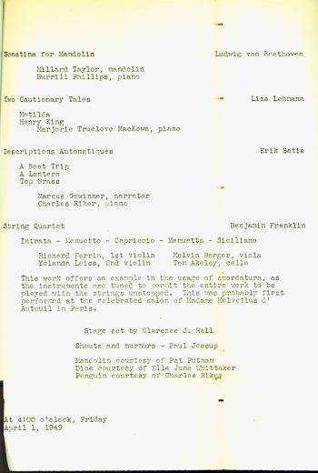 1949 April 1 Sibley Music Library Treasury Room Concert_Page_2