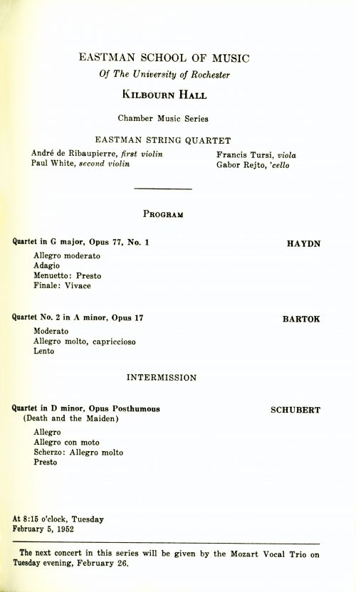 1952 February 5 Eastman String Quartet