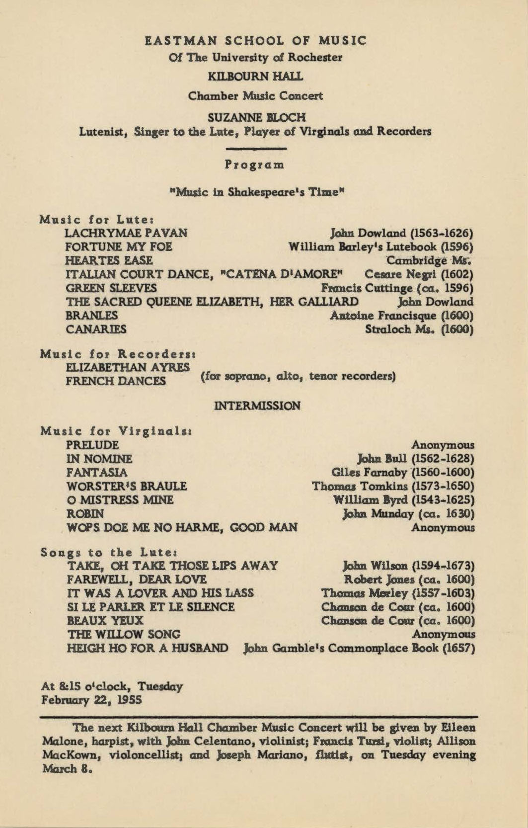 February 21st- 27th: Eastman Philharmonia homecoming, Eastman Jazz ...