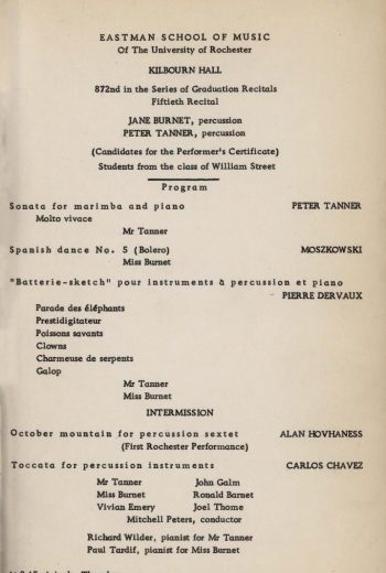 1958 May 8 Percussionist Dual Recital