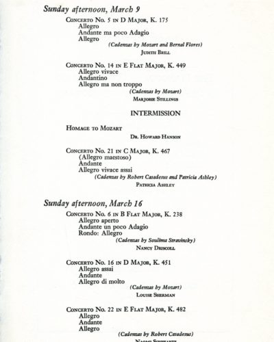 1958 Mozart Concerto series program page 2 1958 Mozart Concerto series program page 2