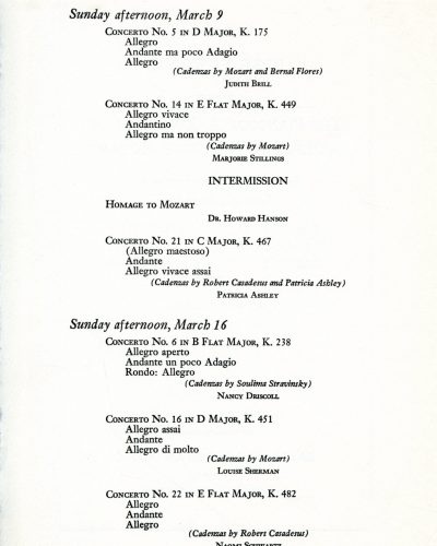 1958 Mozart Concerto series program page 2