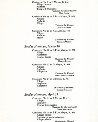 1958 Mozart Concerto series program page 3 1958 Mozart Concerto series program page 3