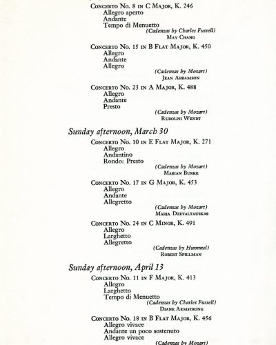 1958 Mozart Concerto series program page 3
