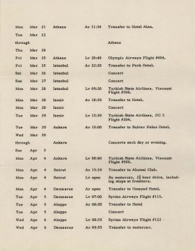 1960 Eastman String Quartet tour itinerary page 2