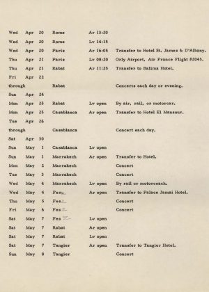 1960 Eastman String Quartet tour itinerary page 4
