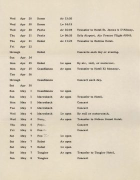 1960 Eastman String Quartet tour itinerary page 4