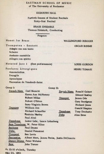 1961 May 23 Student Recital Brass Ensemble