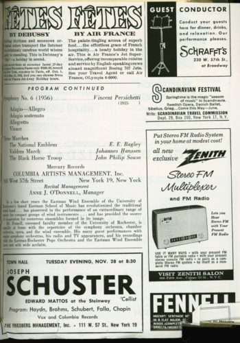 1961 November 17 Eastman Wind Ensemble at Carnegie Hall page 5 1961 November 17 Eastman Wind Ensemble at Carnegie Hall page 5