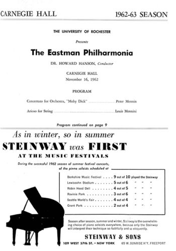 1962 November 16 Eastman Philharmonia at Carnegie Hall page 2