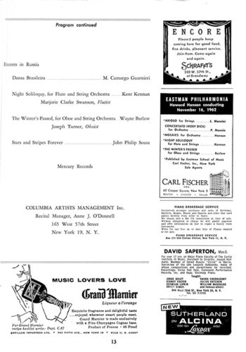 1962 November 16 Eastman Philharmonia at Carnegie Hall page 4 1962 November 16 Eastman Philharmonia at Carnegie Hall page 4