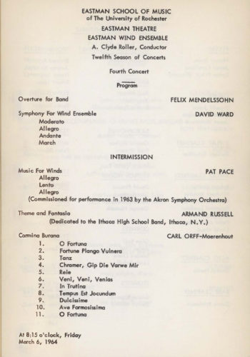 1964 March 6 Eastman Wind Ensemble