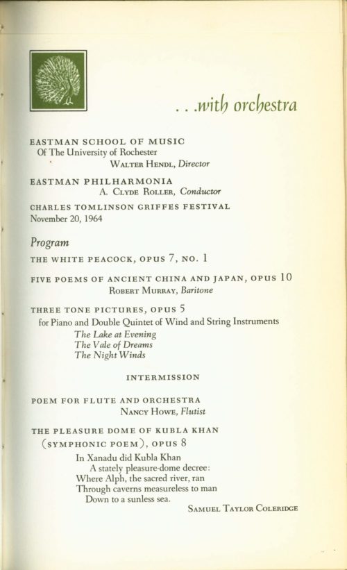 1964 November 20 Charles Tomlinson Griffes Festival 1964 November 20 Charles Tomlinson Griffes Festival